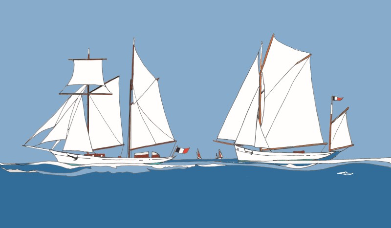 © Eric Berthou : Illustration de voiliers de traditions :  L'Etoile et Le Mutin