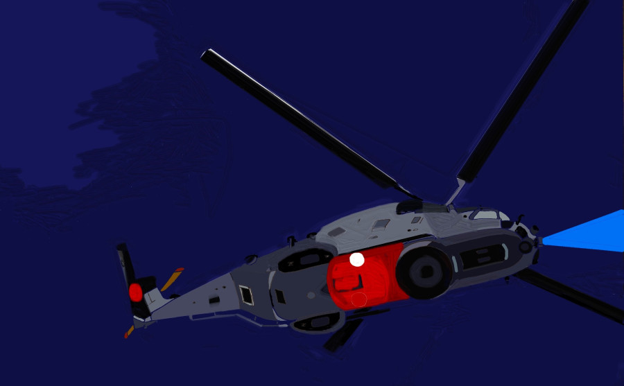 © Eric Berthou : Illustration : Retour de mission de nuit d'un NH90 Caïman de service public. © Eric Berthou : Illustration : Retour de mission de nuit d'un NH90 Caïman de service public.