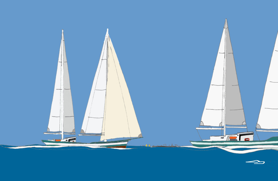© Eric Berthou : Illustration : Cargos sous voiles © Eric Berthou : Illustration : Cargos sous voiles
